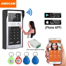 Wireless Wifi Video Intercom Doorbell Video Door Phone System Touch Keypad / RFID card / password for Cell Phone intercom Unlock