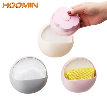 

HOOMIN Sponge Storage Rack Drain Soap Box Soap Dish Case Bathroom Accessories Suction Cup Strong Sucker Plastic Holder