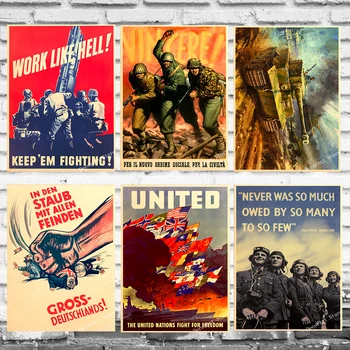 

CCCP Soldier Tank WW2 Propaganda Canvas Painting Vintage Wall Kraft Posters Coated Wall Stickers Home Decoration Pictures Gift