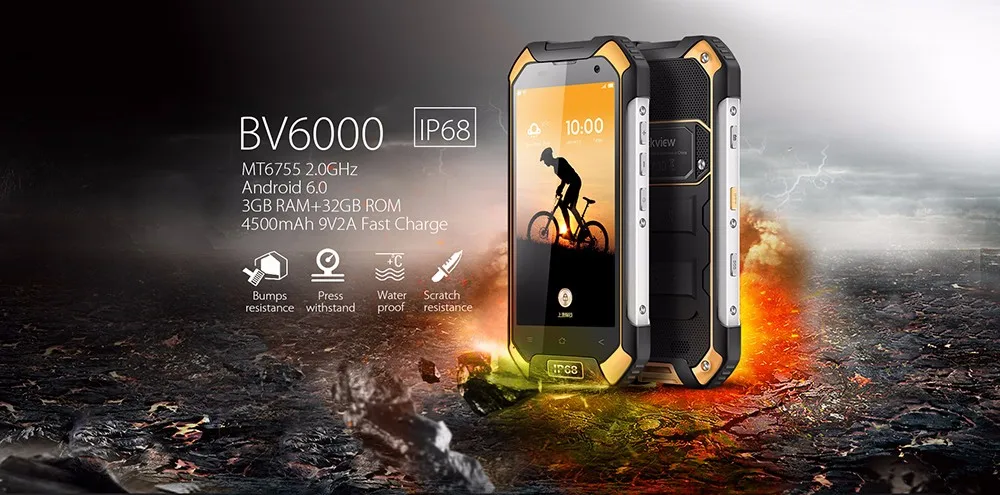 Blackview BV6000 IP68 водонепроницаемый ударопрочный мобильный телефон 4,7 дюймов Android 6,0 MTK6755 Восьмиядерный 3 ГБ 32 ГБ 13 МП gps 4G смартфон