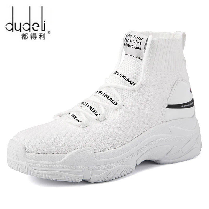 

DUDELI Shark Sneakers Women Men Knit Upper Breathable Sport Shoes Chunky Shoes High Top Running Shoes For Men Women