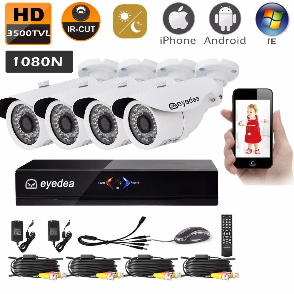 

Eyedea 8CH HDMI DVR Recorder HD 1080P 2.0MP 5500TVL CMOS IR 36 LED Night Vision Outdoor Waterproof CCTV Security 4 Camera System