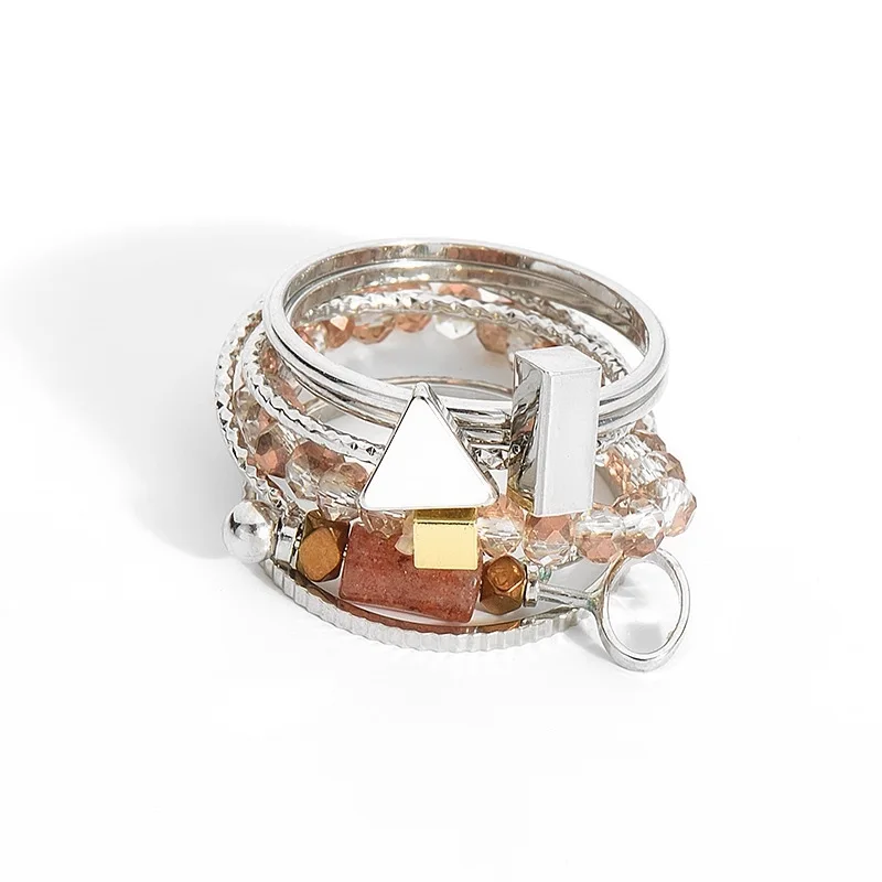 Кольцо с камнями и бусинами 6 шт./компл.|fashion ring set|ring setfinger set |