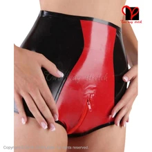 Sexy Latex briefs Crotch Zipper with trims front and back Rubber knickers Underpants pants panty lingerie bottoms shorts KZ-096