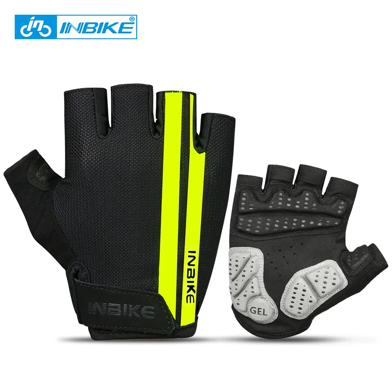 INBIKE перчатки для бега спортивный без пальцев перчатки для велоспорта противоскользящие гоночные Mtb горные шоссейные велосипедные перчатки с гелевыми вставками для мужчин и женщин