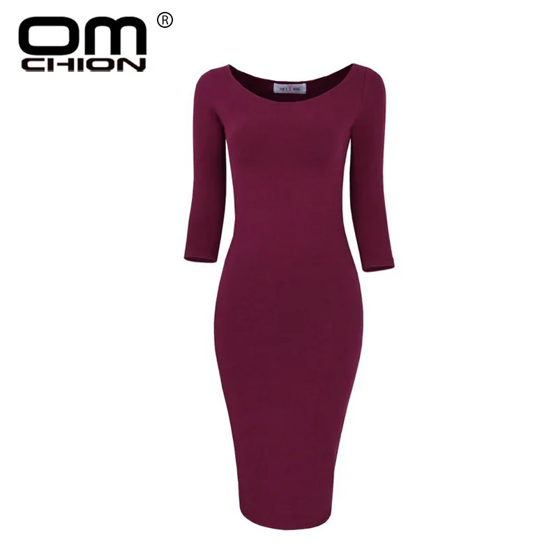 Omchion Vestidos с круглым вырезом 3/4 рукав вязать зимнее платье 2018 г. модные однотонные