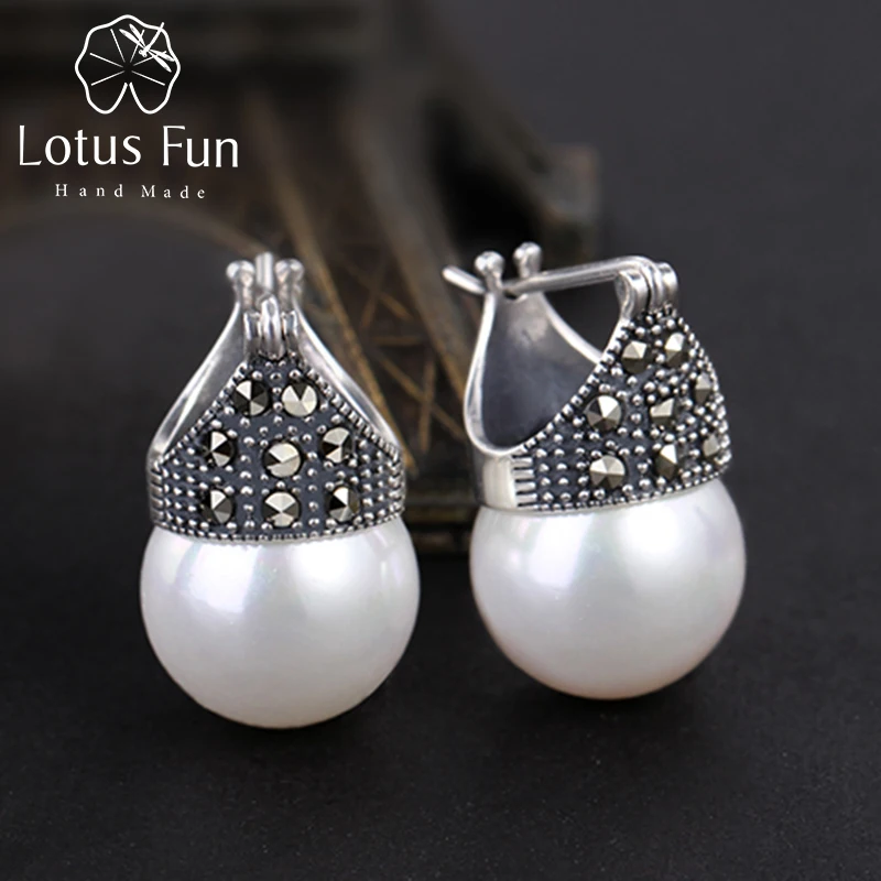 Lotus Fun Real 925 Sterling Silver Earrings Natural Handmade Designer Fine Jewelry Vintage Drop Earring for Women Drops Shipping