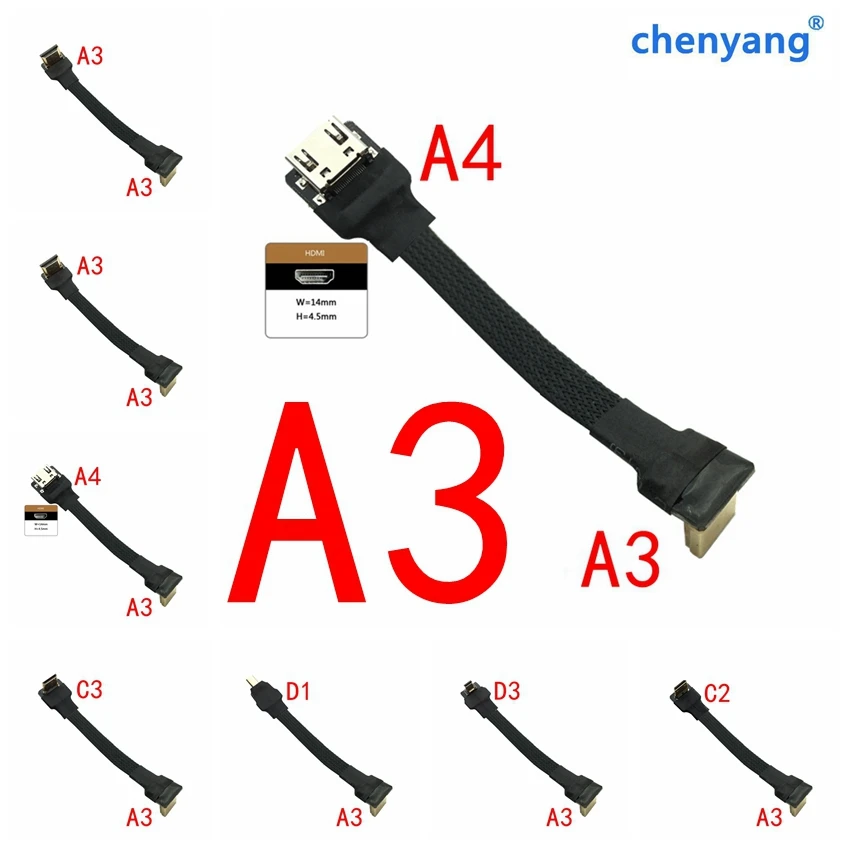 Кабель A3HDMI с углом обзора 270/90 градусов кабель HDMI на Mini 1 фута 2 Micro 0 4K 3D для