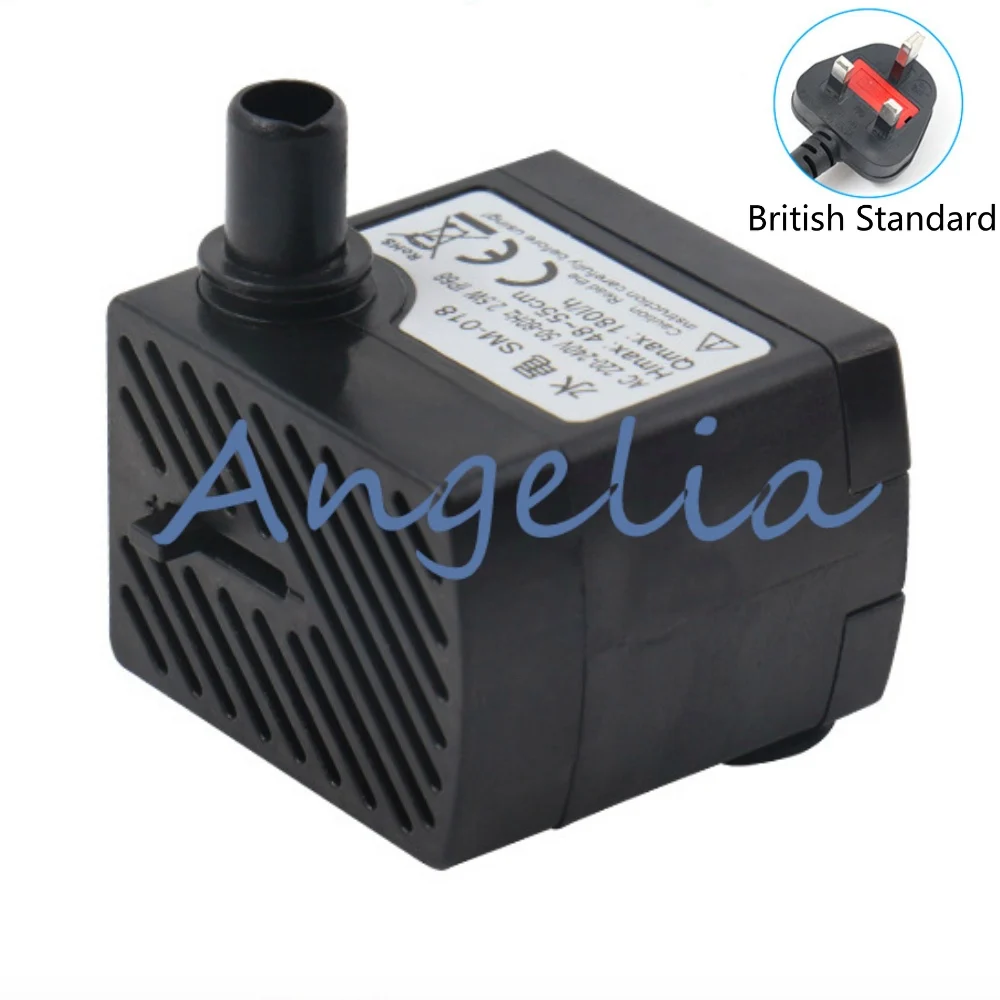 British Standard plug 220-240V H-max 0.55m Flow rate 180L/H water pump for fish tank low noise 1.5m power cable SM-018 |