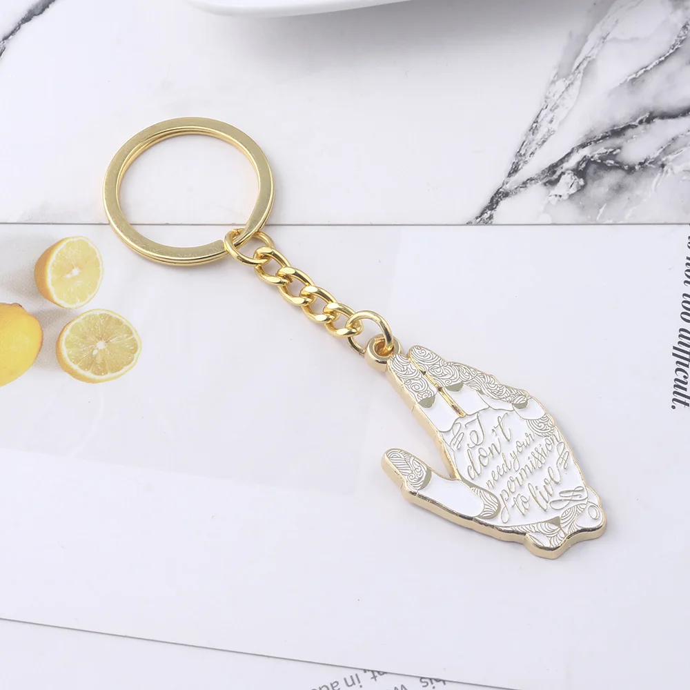 Alita Battle Angel Golden Hand KeyChain Metal Pendant Keyrings Gift