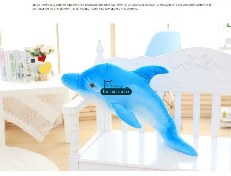 Dorimytrader NEW Lovely 120cm Big Simulated Animal Dolphin Plush Pillow Doll 47'' Soft Stuffed Blue Cartoon Dolphins Kids Play Toy DY60132 (6)