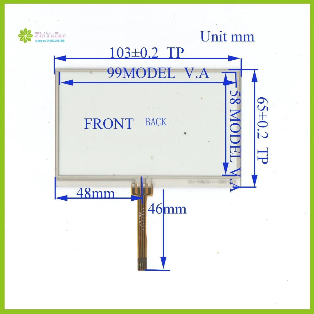 

ZhiYuSun 103mm*65mm NEW4.3 inch 4 line touch screen panel Compatible 103*65 Sensor glass for LQ043T3DX01/02/03/05