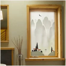 Оконная пленка на заказ без клея, Электростатическая стеклянная пленка для балкона, кухни, Солнцезащитная пленка, наклейки на окна, китайские пейзажи