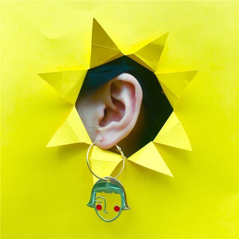 

Korea Super Personality Wild Shy Blush Girl Earrings Geometric Circle Earrings Fashion Earing for Women 2019