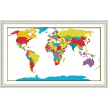 Joy Sunday карта мира печатных холст DMC Счетный DIY ручной вышивки крестиком наборы печатных вышивка набор рукоделие