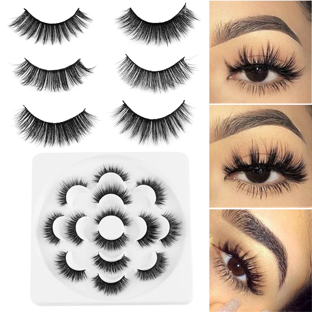 

7 Pairs Natural False Eyelashes Fake Lashes Long Makeup 6D Mink Lashes Eyelash Extension Mink Eyelashes For Beauty