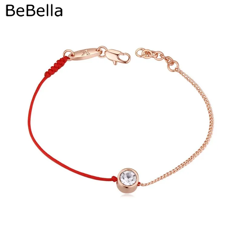 Женский тонкий веревочная нить BeBella браслет цвета розового золота с цепочкой и