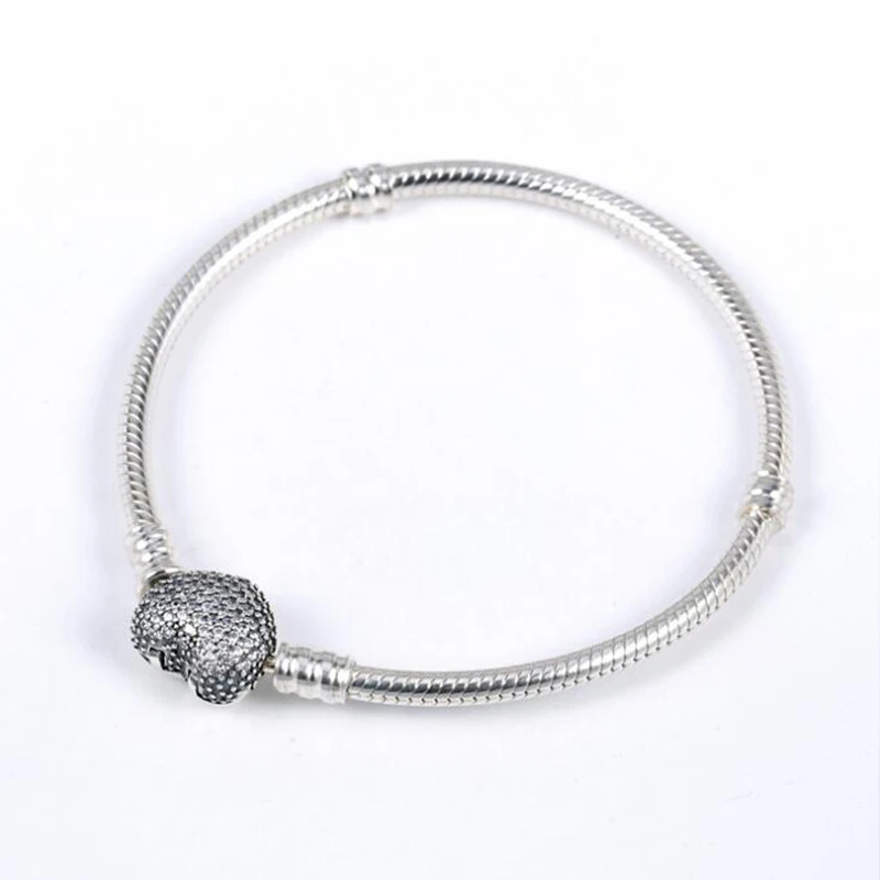 Comprar Gran oferta pulsera de plata clásica de buena calidad 100% Plata de Ley 925 momentos con broche de corazón de pavé para regalos de mujer