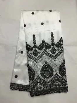 

White African George Lace Fabric With Sequin Lace Nigerian George Wrapper High Quality African George Fabric For Dress 5yd(4-19