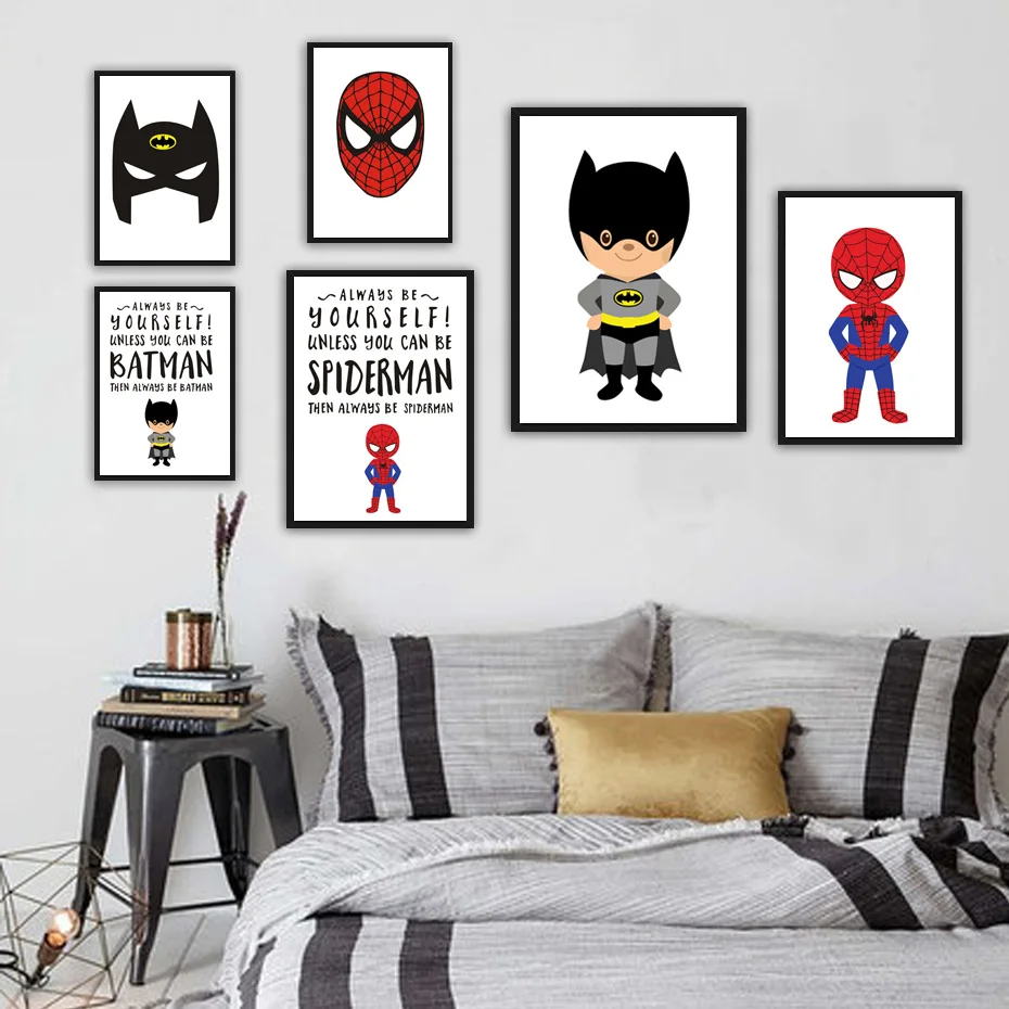 

Cartoon Movie Superhero Wall Art Canvas Poster Nursery Quotes Print Nordic Painting Wall Picture Kids Living Room Decoration