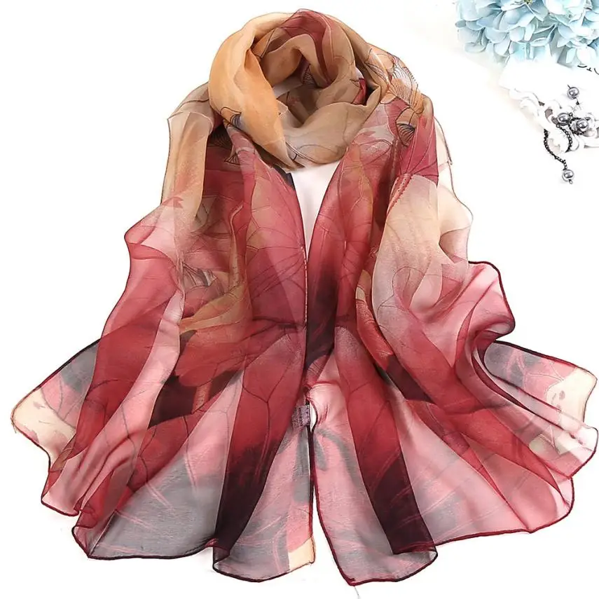 Новейшая мода, женские шали с принтом лотоса, Длинный мягкий шарф, Дамская шаль, мягкие шарфы, фантастический шейный платок, обертка s Echarpe - Цвет: F