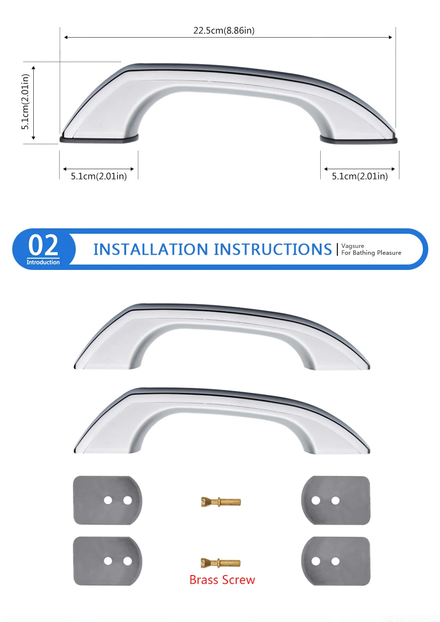 Vagsure, 2 шт./лот, 23 см, АБС хромированный, с двумя отверстиями, для душевой кабины, большие раздвижные дверные ручки, ручки, для комнаты, для душа, аксессуары, сантехника