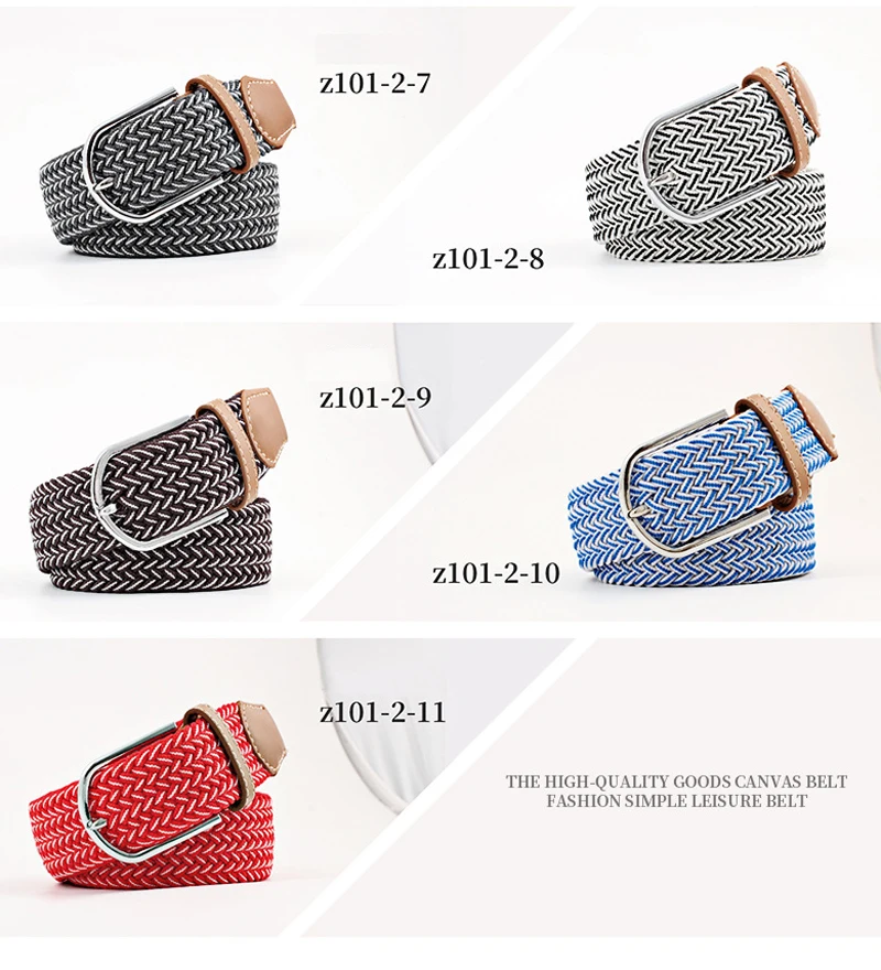 ZLD 60 Colors Female Casual Knitted Pin Buckle Men Belt Woven Canvas Elastic Expandable Braided Stretch Belts For Women Jeans crocodile skin belt
