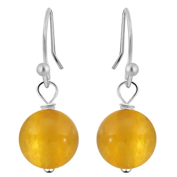 Natural Stone Hook Earring Purple Yellow Color Selectable Ball Earrings for Women Designer Earrings Jewelry Accessory