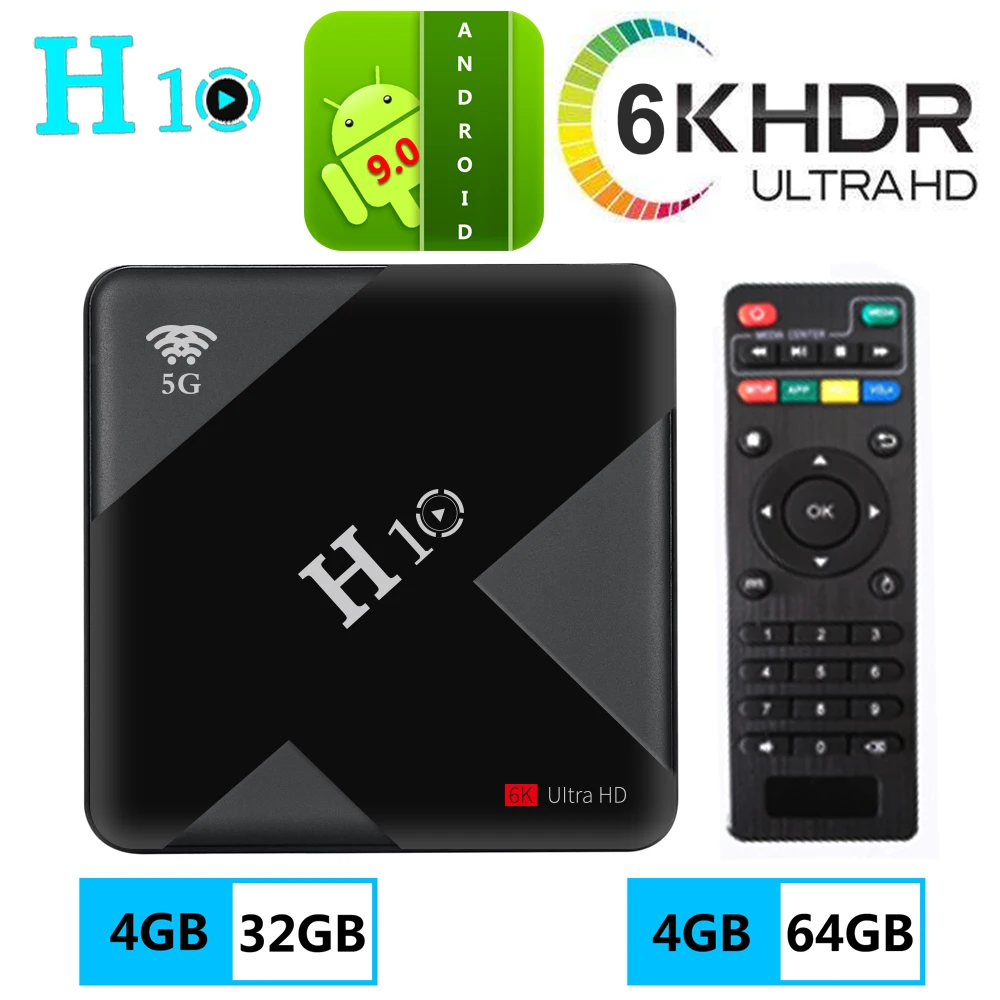 H10 Smart tv Box Android 9,0 4 Гб ОЗУ 32 Гб 64 Гб ПЗУ 2,4G 5G Wifi телеприставка Allwinner H6 четырехъядерный H.265 6K HDR медиаплеер