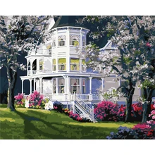 Frameless Small House Abstract DIY Painting By Numbers Kits Coloring By Numbers Oil Painting On Canvas Landscape Home Wall Decor