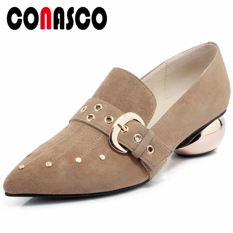 CONASCO/женские туфли-лодочки на высоком каблуке в стиле ретро, замшевые вечерние туфли с заклепками, женские весенне-летние туфли-лодочки с