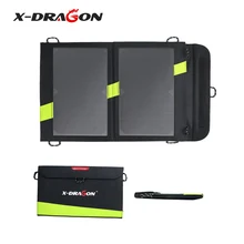 X-DRAGON Solar Charger 14W 5V 2A USB Solar Panel Foldable Waterproof Power Bank for Smartphone