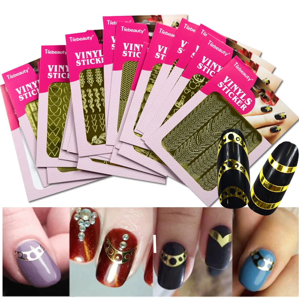 

1Sheet Laser Irregular Hollow Nail Art Template Stencil 3D Sticker Vinyls Image Polish Design Guide Manicure Tool BENF413-436G