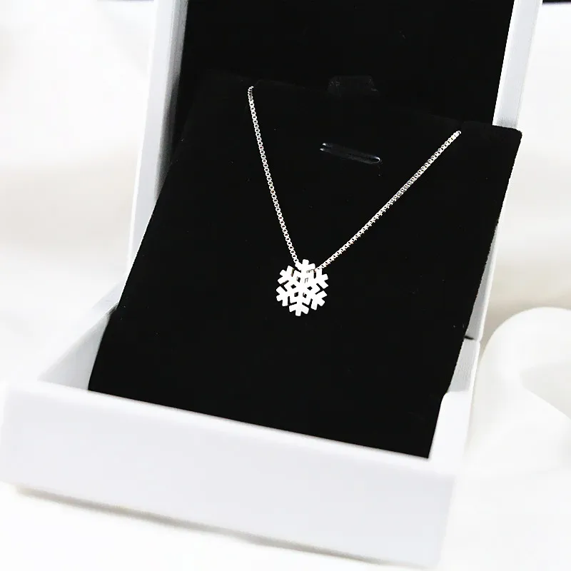 

Fashion Jewelry 925 Sterling Silver Snowflake Necklaces Pendants For Women Long Chain Necklaces Collar Mujer Collares