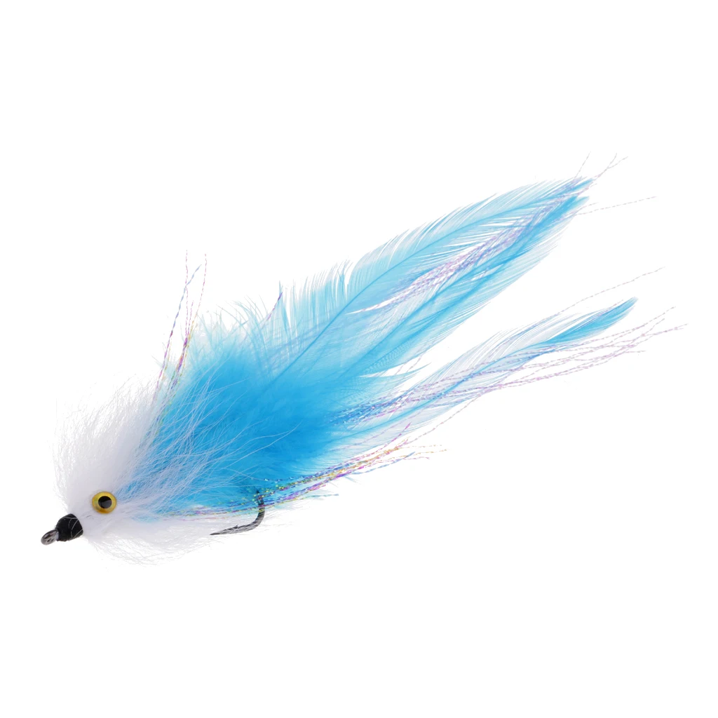 Blue with Hook Для ловли нахлыстом, соленой воды, флиэ стример, Steelhead, лосось, Стрипер, форель, щука, имитация мух, приманка для пресноводного озера, реки - Цвет: Blue with Hook