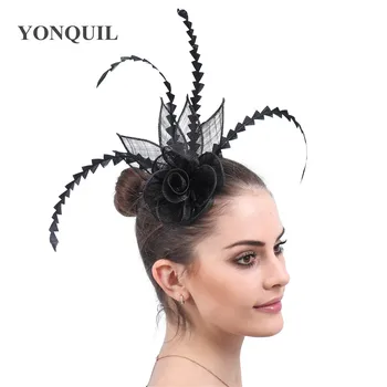 

Charming fancy feather floral wedding fascinators hair accessories for women ladies fashion new cocktail headwear headband 6pcs