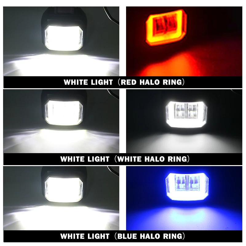 

CARLitek 3Inch 12V 24V Led Angel Eyes Halo Ring Light 40W 1800LM Waterproof Square Led Bar Offroad Car Boat Work Light 2PCS