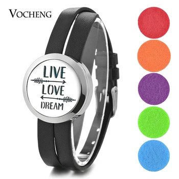 

10pcs/lot Essential Oil Diffuser Locket Bracelet 316L Stainless Steel Double Leather without Oil Pads VA-795*10