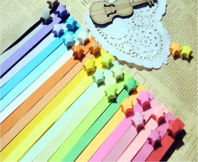 540 Sheet Folding Paper Origami Stars Paper Strips Colorful Double Sided  Lucky Star Strips DIY Hand Arts Make Origami Home Decor