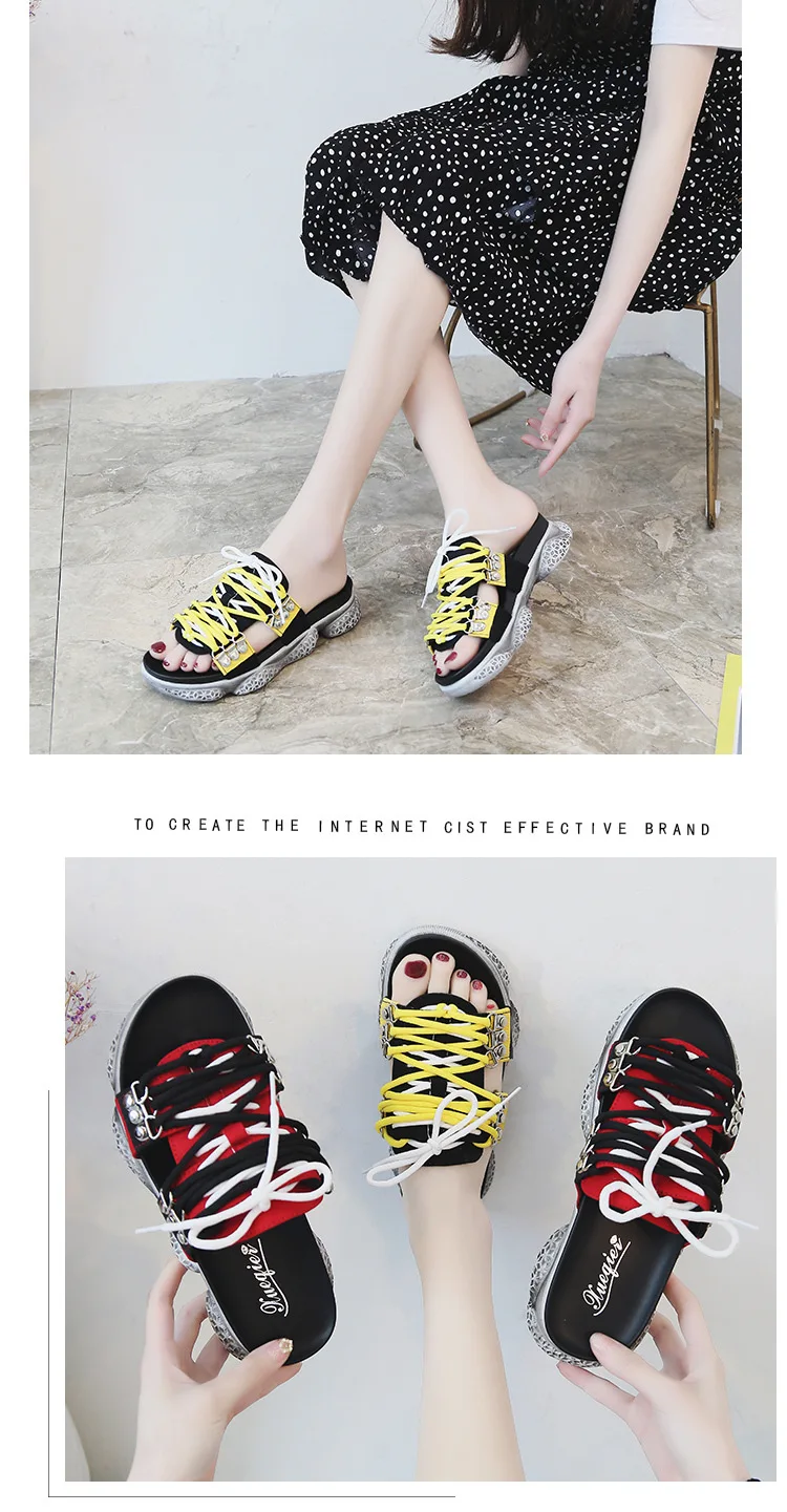 Cross-tied Open Toe Novelty Sports Slides Women Butterfly-knot Med Outside Summer Slippers Flat With Mixed Colors Ladies Shoes