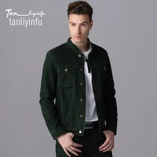 Tanliyinfu2017 frühjahr und sommer neue hochwertige grün herren jeans jacke baumwolle 98%-spandex 2%, mode schlanke männer jacke