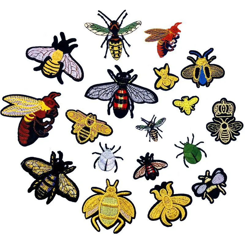 

Bumblebee Honeybee Ladybug Iron on Patch Bee Insect Embroidered Patches for Clothes Stripe Appliques Sequin DIY Bead Brooch