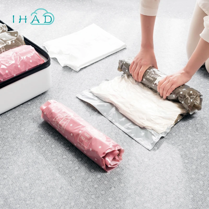 Hand roll Compression bag clothes organizer Vacuum clothing packing Travel bags save space home