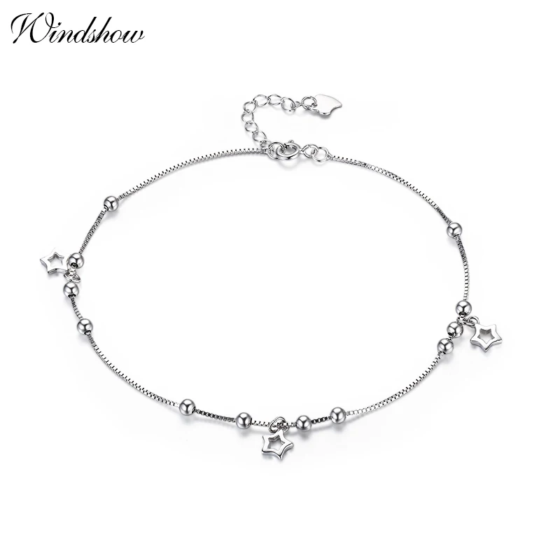 Браслет на ногу женский из серебра 925 пробы с подвеской в виде звезды|anklets for