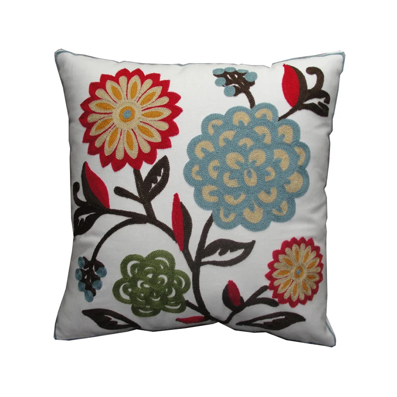 RUBIHOME European Style Embroidery Plant Flower Butterfly Design Decorative Cover Waist Throw Pillowcase Home Decor Sofa Seat