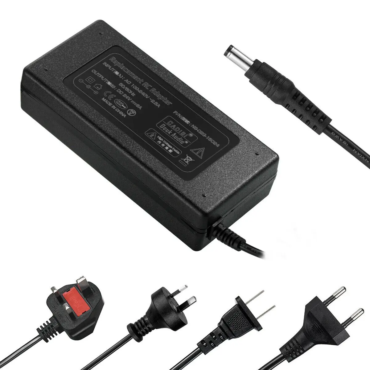 Nobsound 24V@6A 150W AC/DC Amplifier Power Supply Power Adapter LED 100V-240V 50/60Hz 5.5mm/2.5(2.1)mm