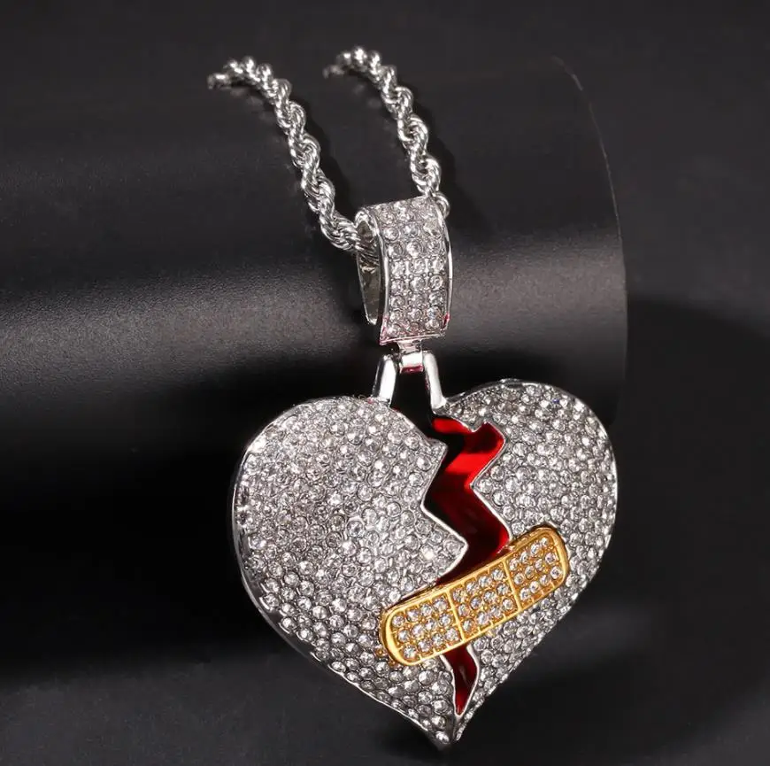 Стиль мужчины хип-хоп iced out bling Broke сердце кулон ожерелье s Мода Шарм Подвески ожерелье хип-хоп унисекс ювелирные изделия - Окраска металла: ZD02 Style