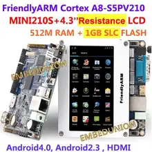 FriendlyARM Cortex A8 S5PV210, MINI210S+ 4,3 дюймов сопротивление Сенсорный экран Дисплей, 512 М Оперативная память+ 1 ГБ флэш-памяти, Android4.0