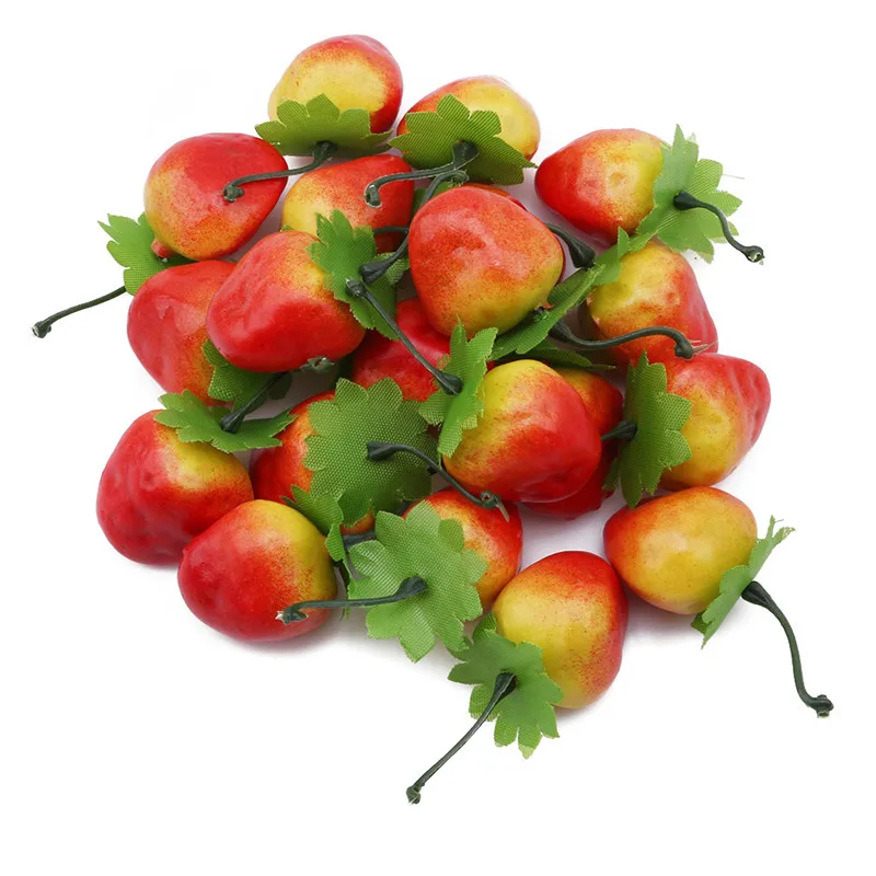 Strawberry 20 шт./упак. пены моделирование фрукты Apple оранжевый лимон, клубника искусственная модель реквизит дом вечерние Декор Детские ролевые игры игрушки - Цвет: Strawberry