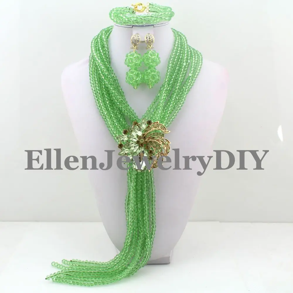 

Perfect Jewelry Crystal Beads African Jewelry Set Party wedding Necklace Set For Brides Free Shipping W9139